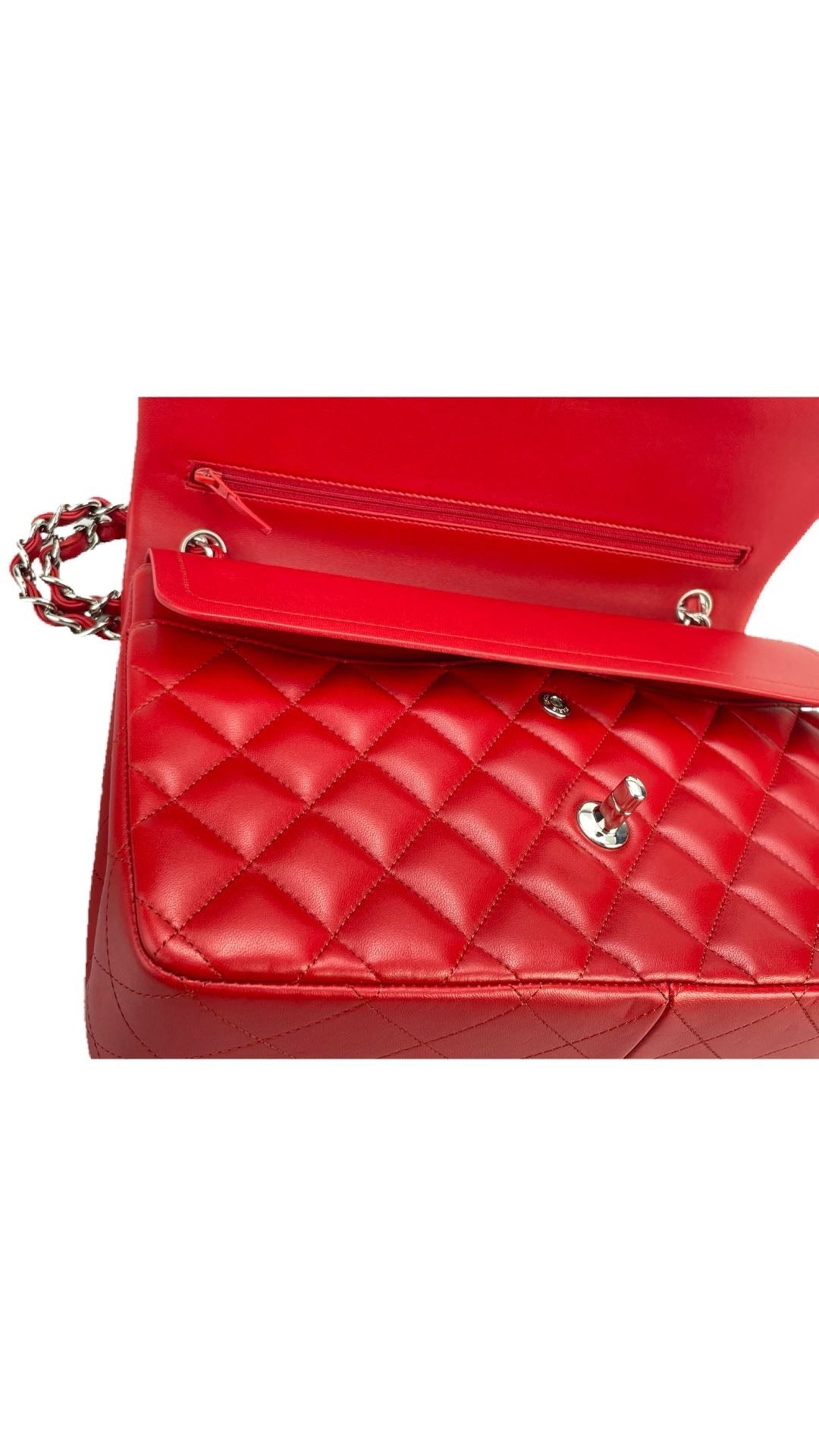 GLM-Red Timeless Classic jumbo Bag in Lambskin silber Hardware