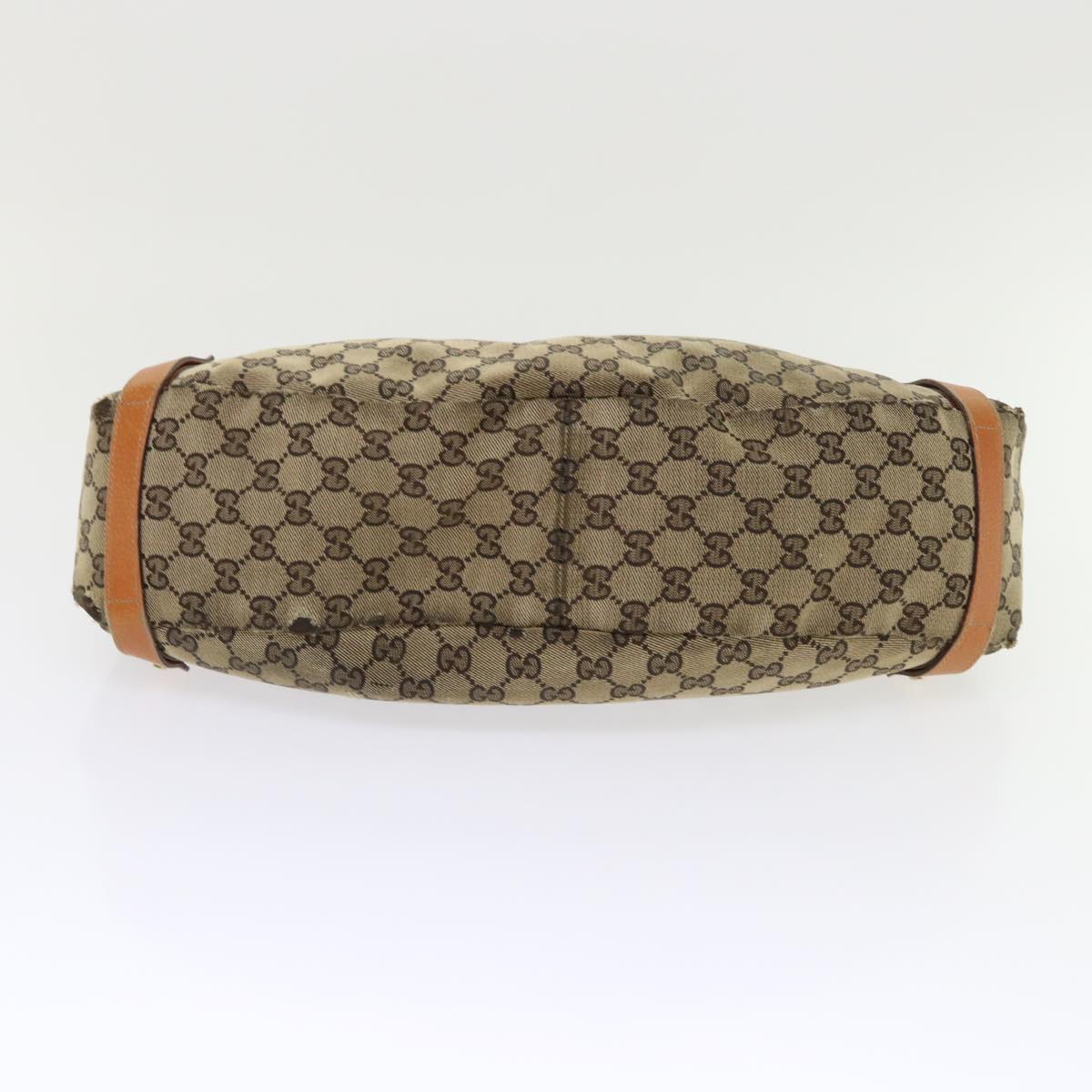 GUCCI GG Canvas Hand Bag Leather Brown 48449