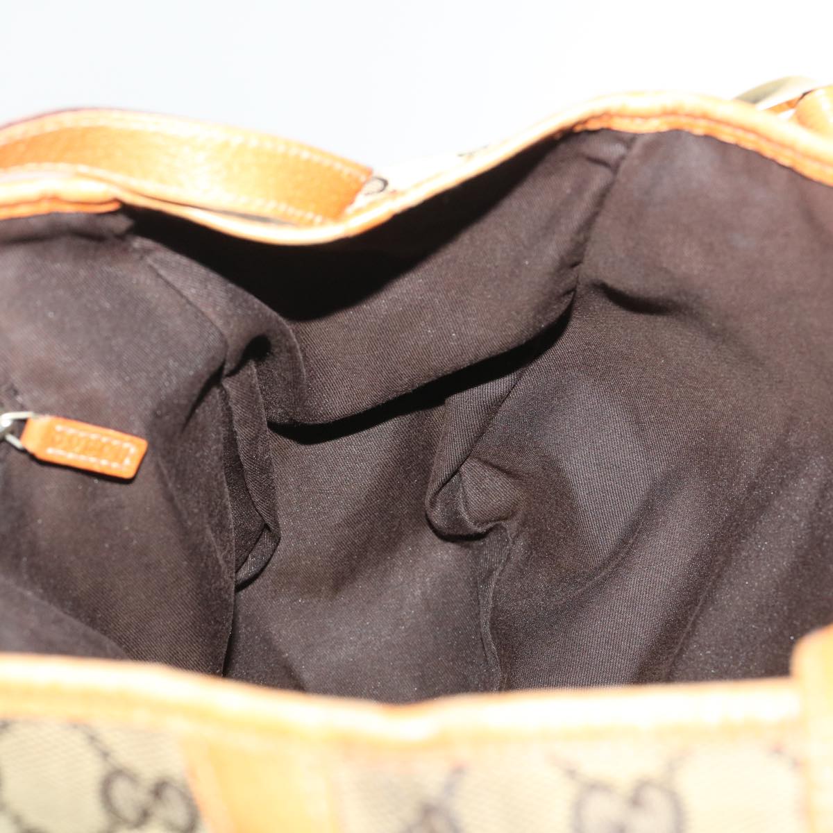 GUCCI GG Canvas Hand Bag Leather Brown 48449