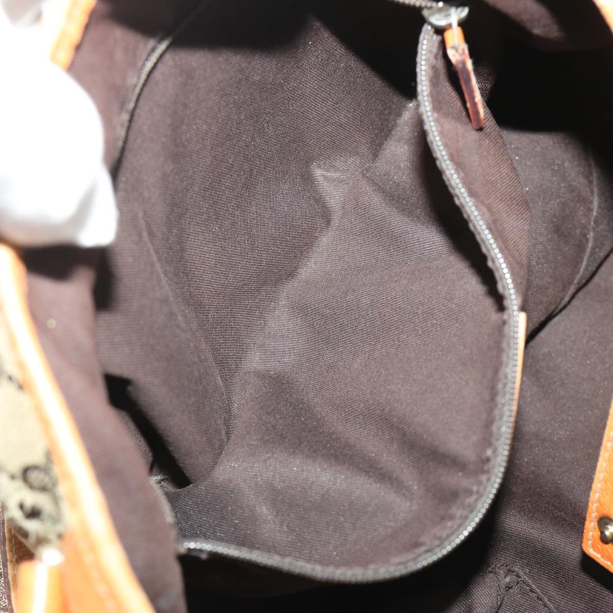 GUCCI GG Canvas Hand Bag Leather Brown 48449