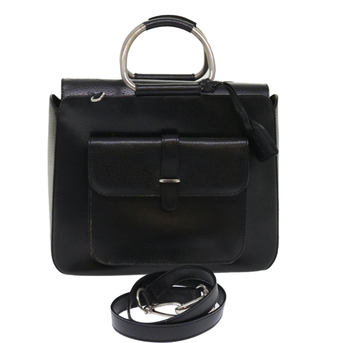GUCCI Shoulder Bag Leather Black 48452