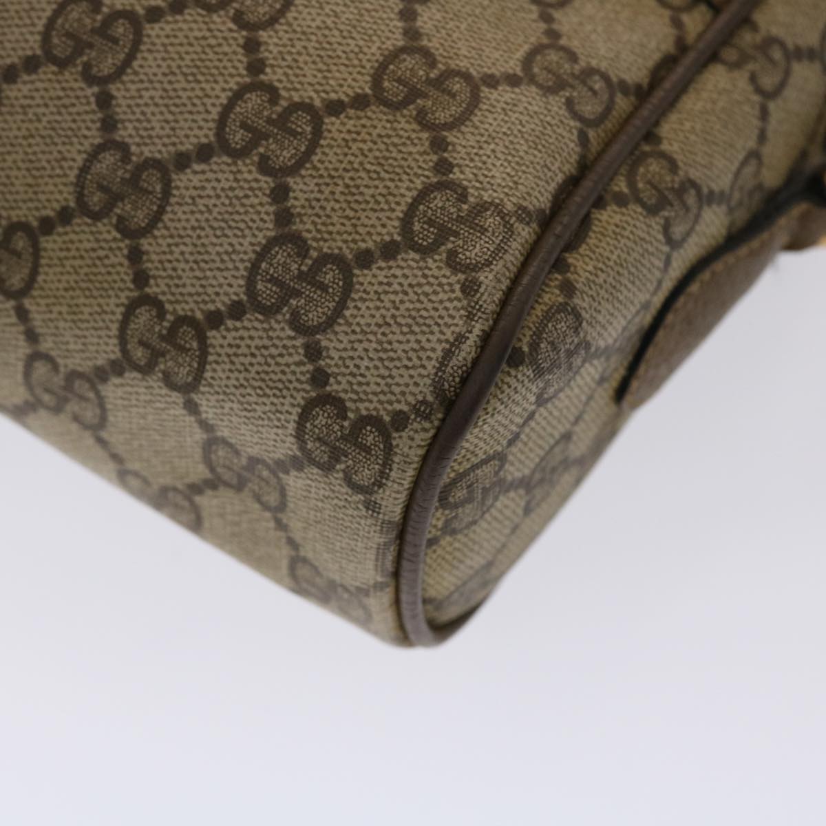GUCCI GG Canvas Web Sherry Line Shoulder Bag PVC Leather Beige Green 48597