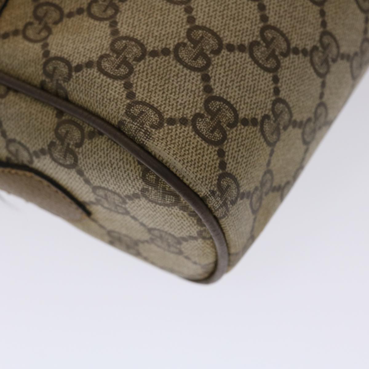 GUCCI GG Canvas Web Sherry Line Shoulder Bag PVC Leather Beige Green 48597