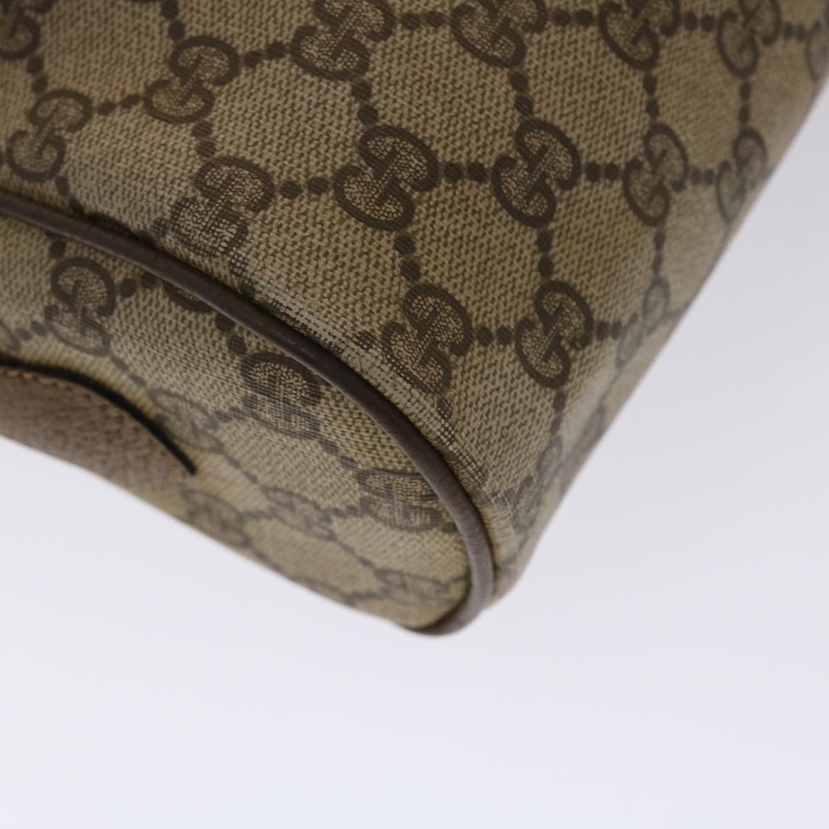 GUCCI GG Canvas Web Sherry Line Shoulder Bag PVC Leather Beige Green 48597