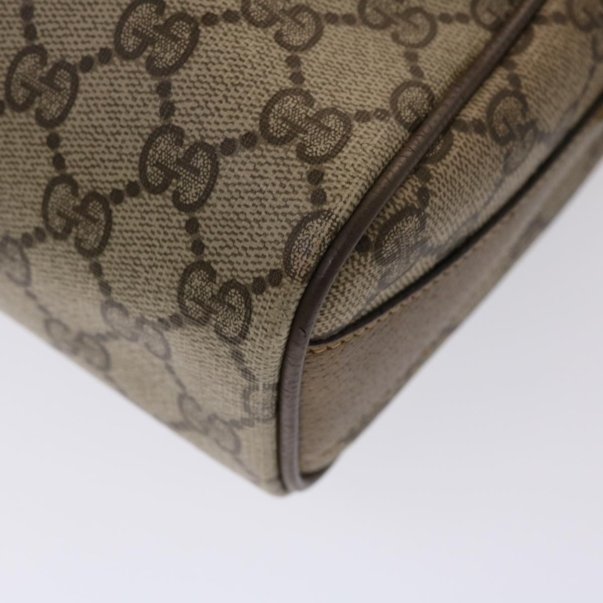 GUCCI GG Canvas Web Sherry Line Shoulder Bag PVC Leather Beige Green 48598