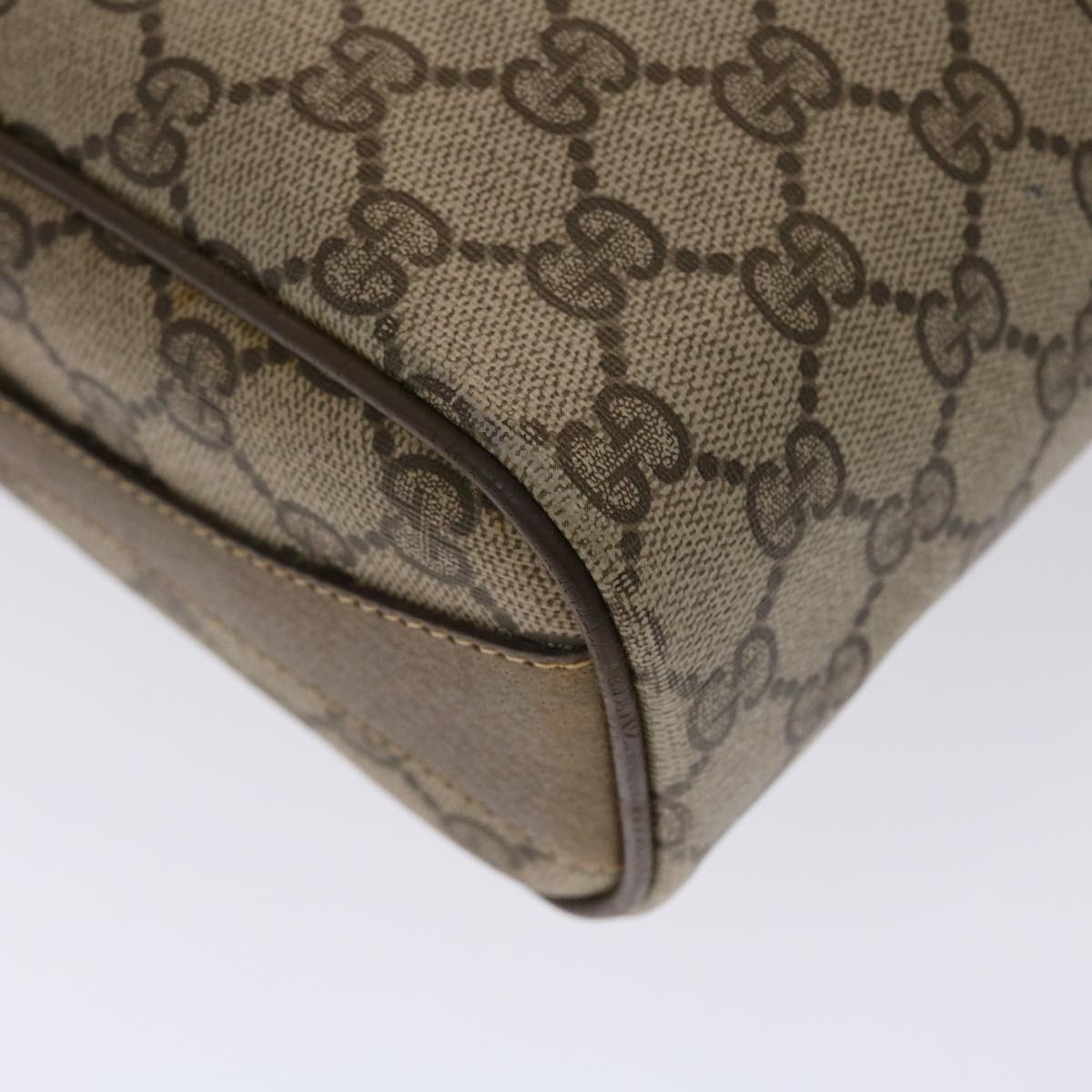 GUCCI GG Canvas Web Sherry Line Shoulder Bag PVC Leather Beige Green 48598
