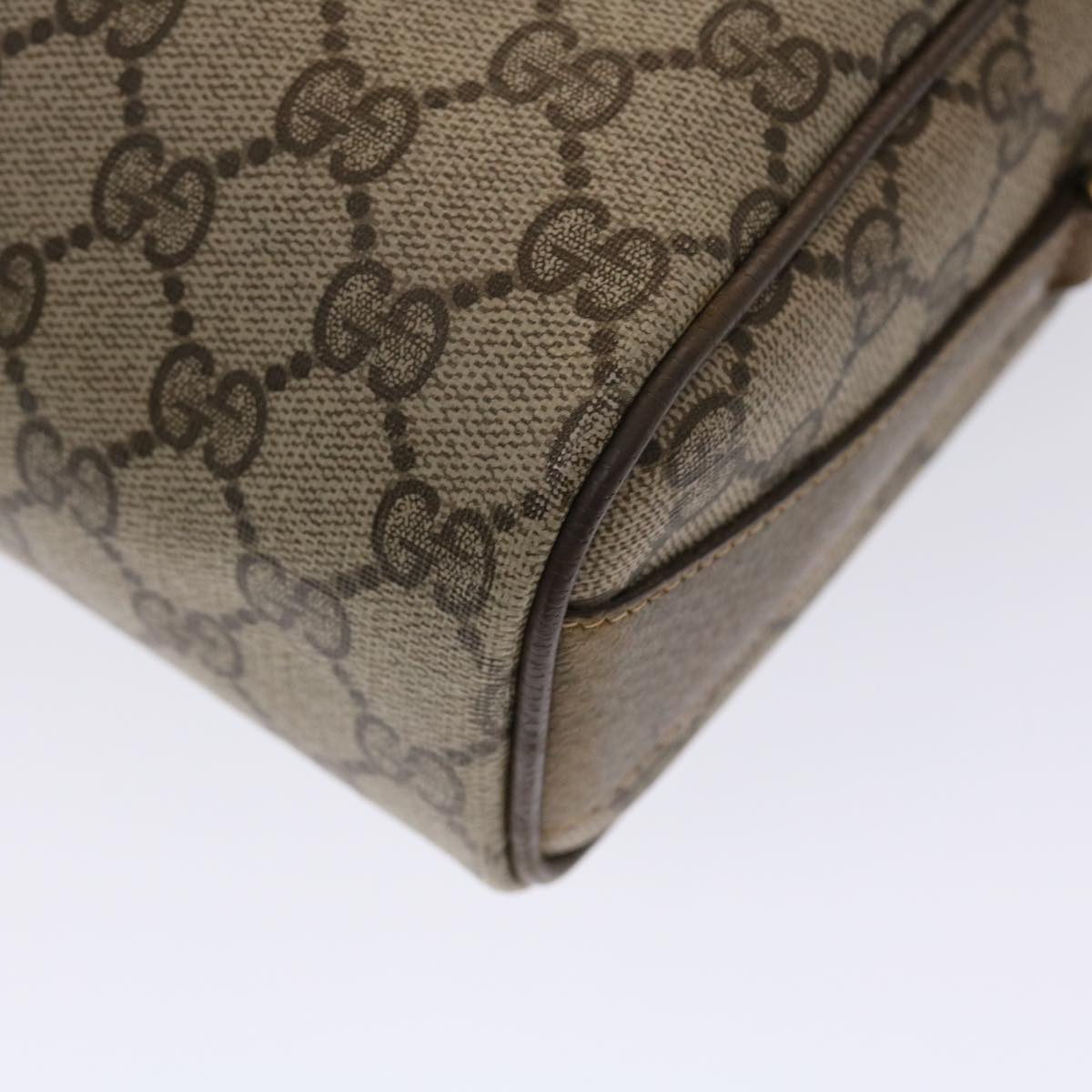 GUCCI GG Canvas Web Sherry Line Shoulder Bag PVC Leather Beige Green 48598