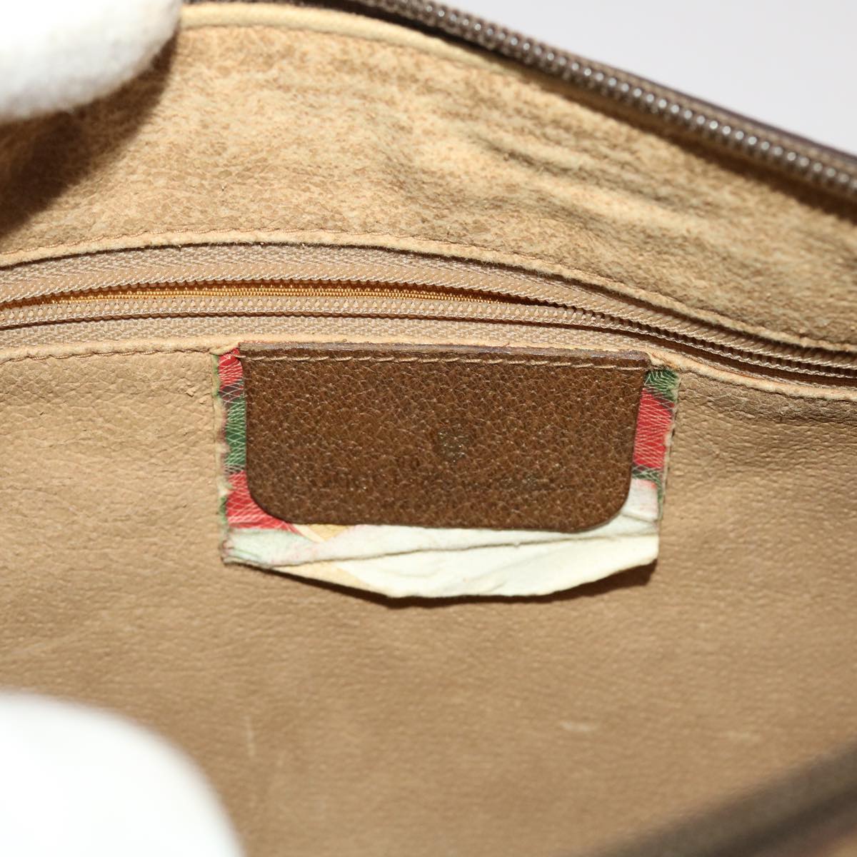 GUCCI GG Canvas Web Sherry Line Shoulder Bag PVC Leather Beige Green 48598