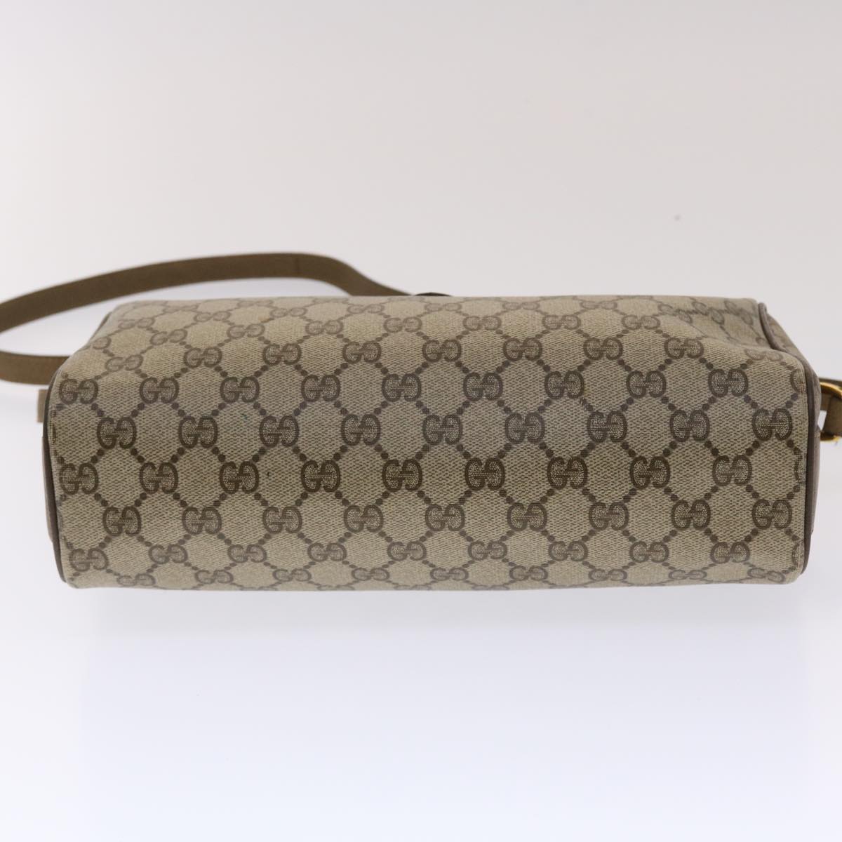 GUCCI GG Canvas Web Sherry Line Shoulder Bag PVC Leather Beige Green 48598