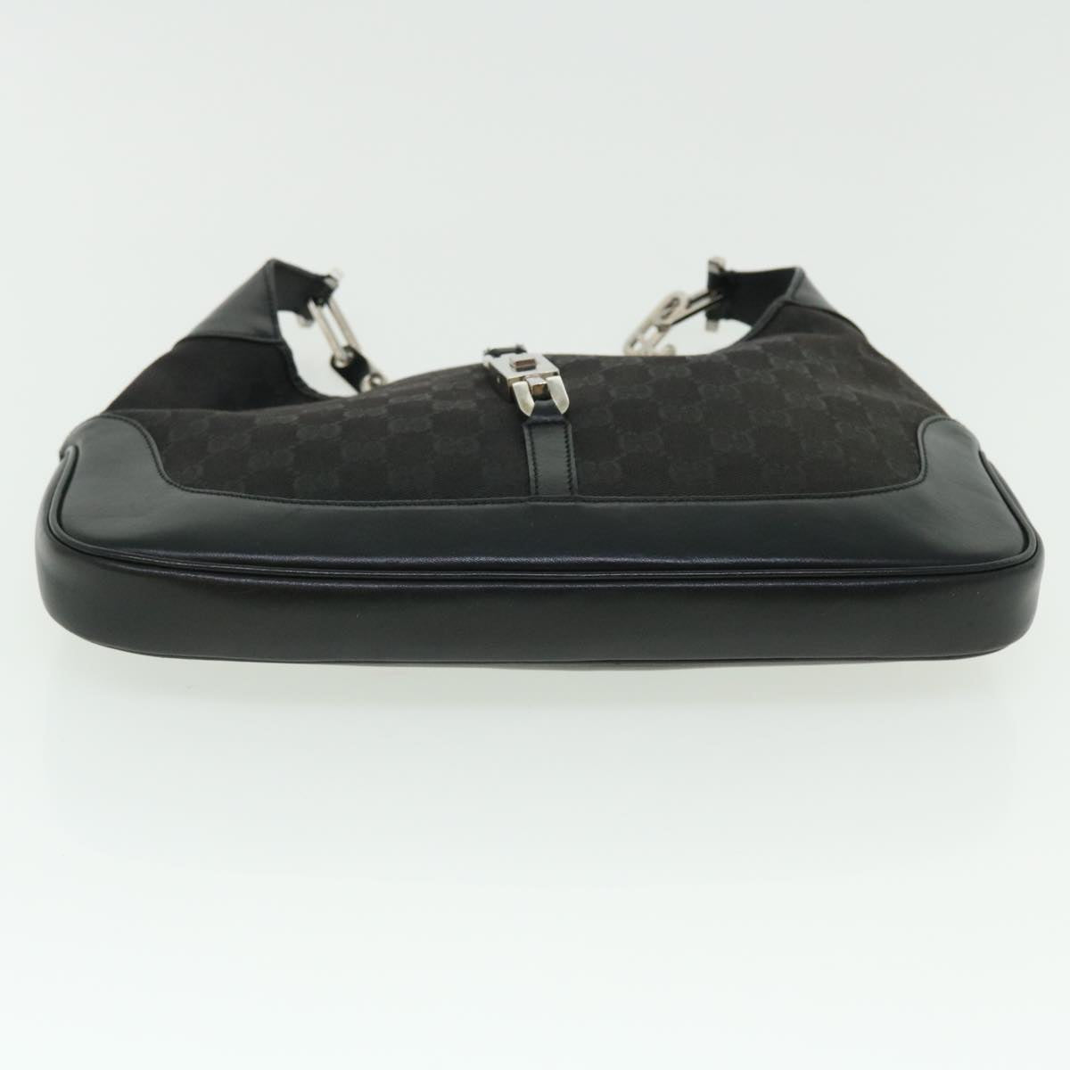 GUCCI GG Canvas Chain Jackie Hand Bag Leather Black 001 4015 48600