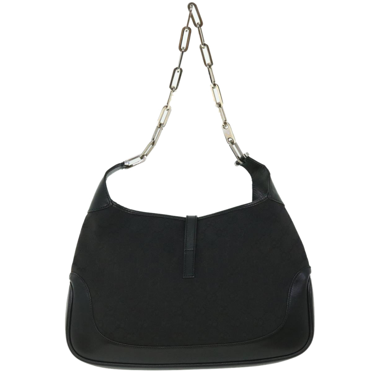 GUCCI GG Canvas Chain Jackie Hand Bag Leather Black 001 4015 48600