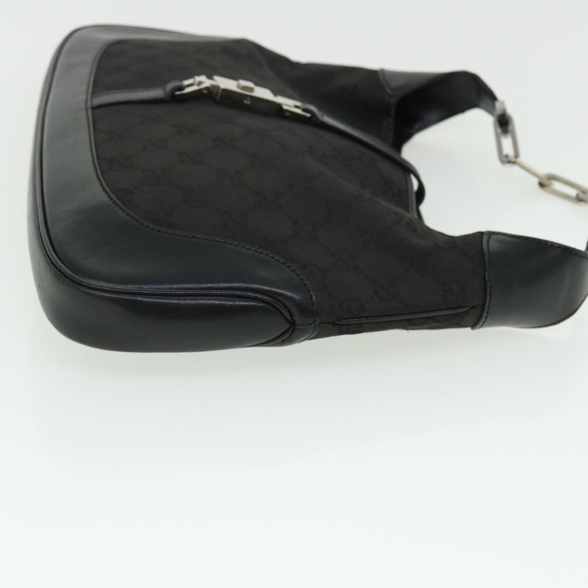GUCCI GG Canvas Chain Jackie Hand Bag Leather Black 001 4015 48600