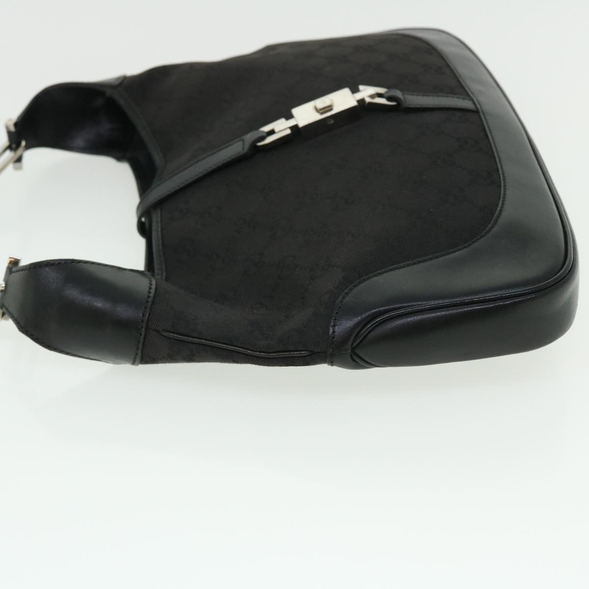 GUCCI GG Canvas Chain Jackie Hand Bag Leather Black 001 4015 48600