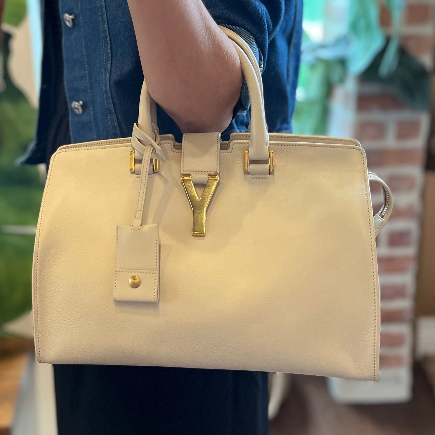 SAINT LAURENT Classic Y Cabas Small Calfskin Satchel Bag