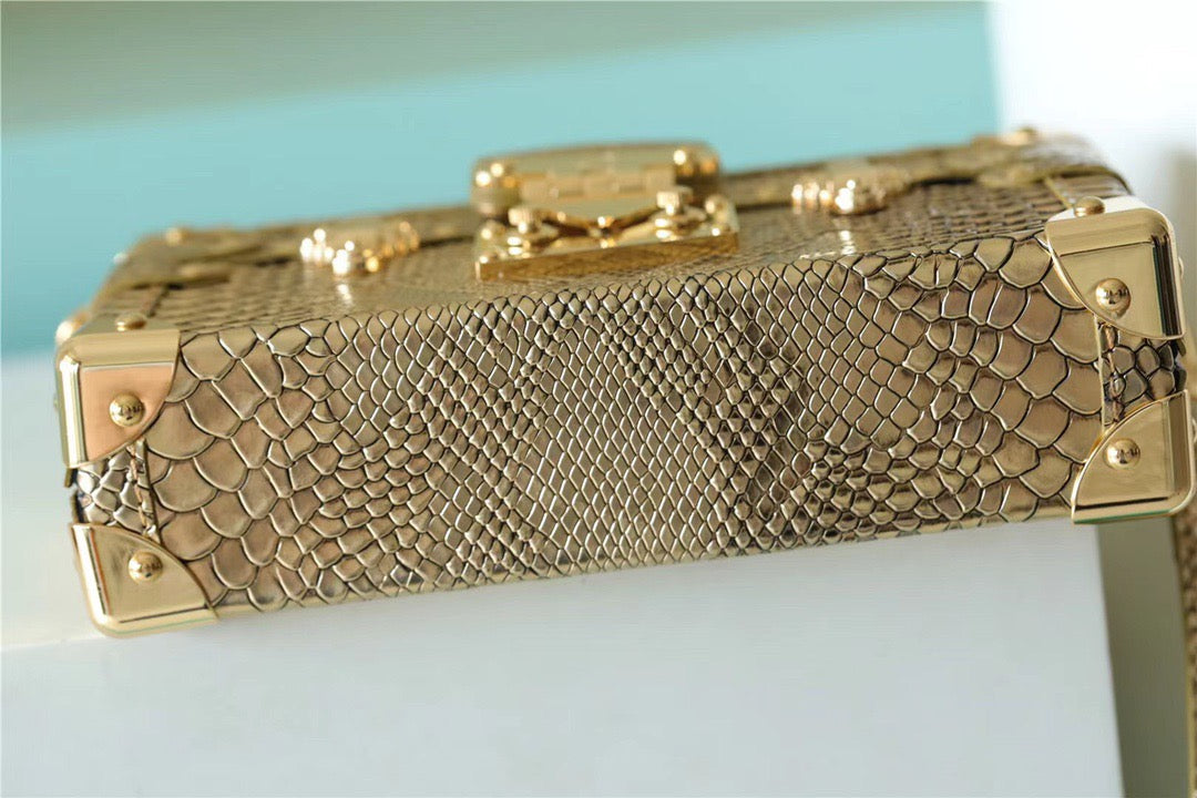 LV Petite Malle High Shiny Alligator By Nicolas Ghesquiere Gold For Women,  Shoulder And Crossbody Bags 7.9in/20cm LVÃ‚Â 