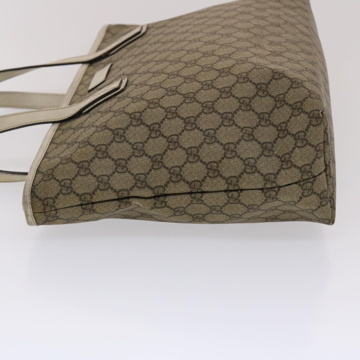 GUCCI GG Canvas Tote Bag PVC Leather Beige White 49047