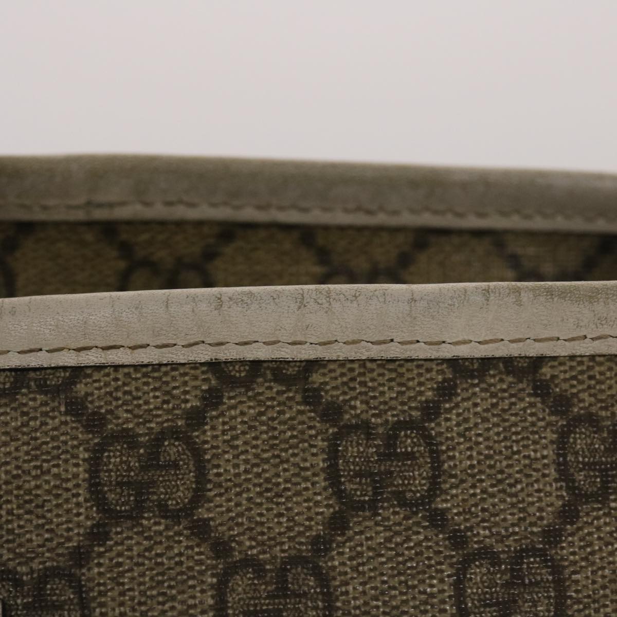 GUCCI GG Canvas Tote Bag PVC Leather Beige White 49047