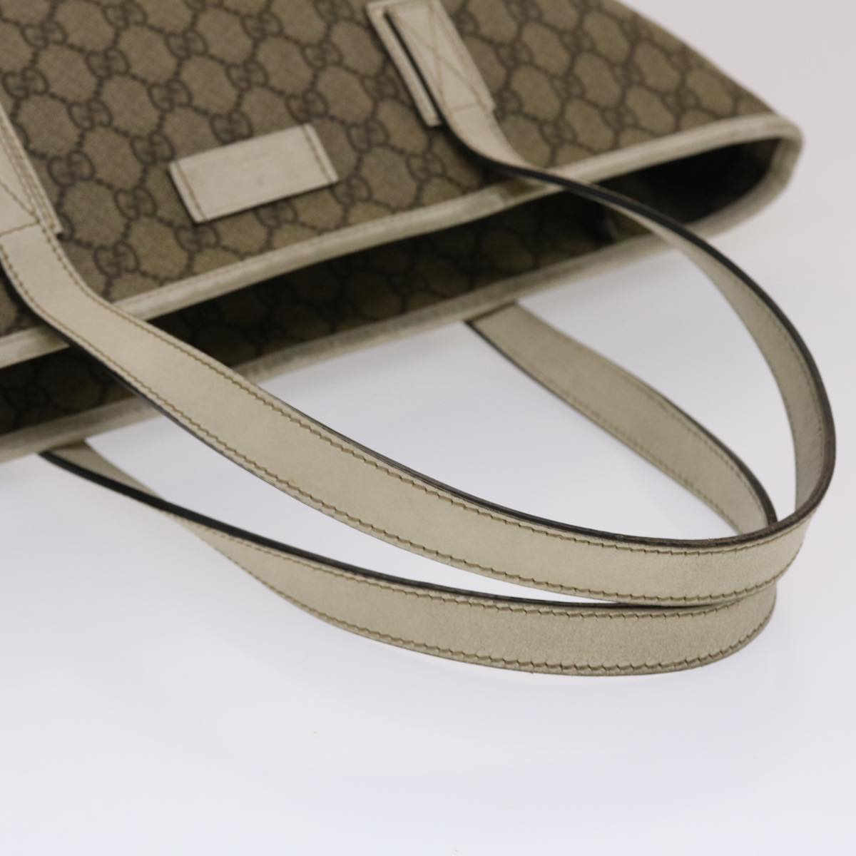 GUCCI GG Canvas Tote Bag PVC Leather Beige White 49047