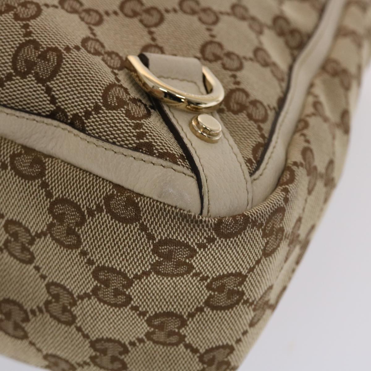 GUCCI GG Canvas Tote Bag Beige White 49049