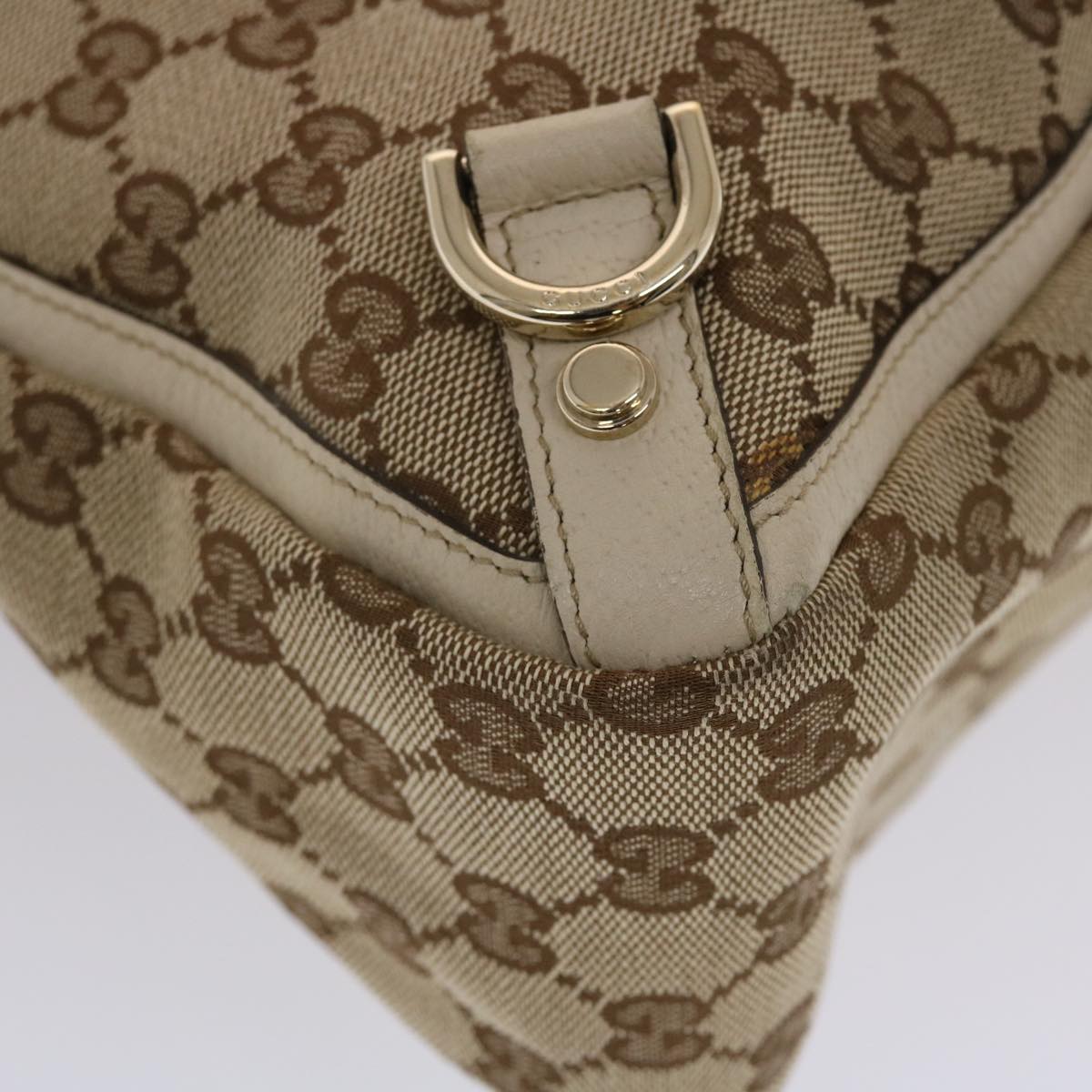 GUCCI GG Canvas Tote Bag Beige White 49049