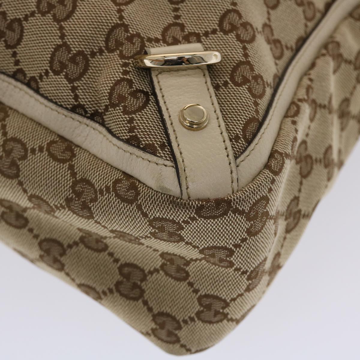 GUCCI GG Canvas Tote Bag Beige White 49049