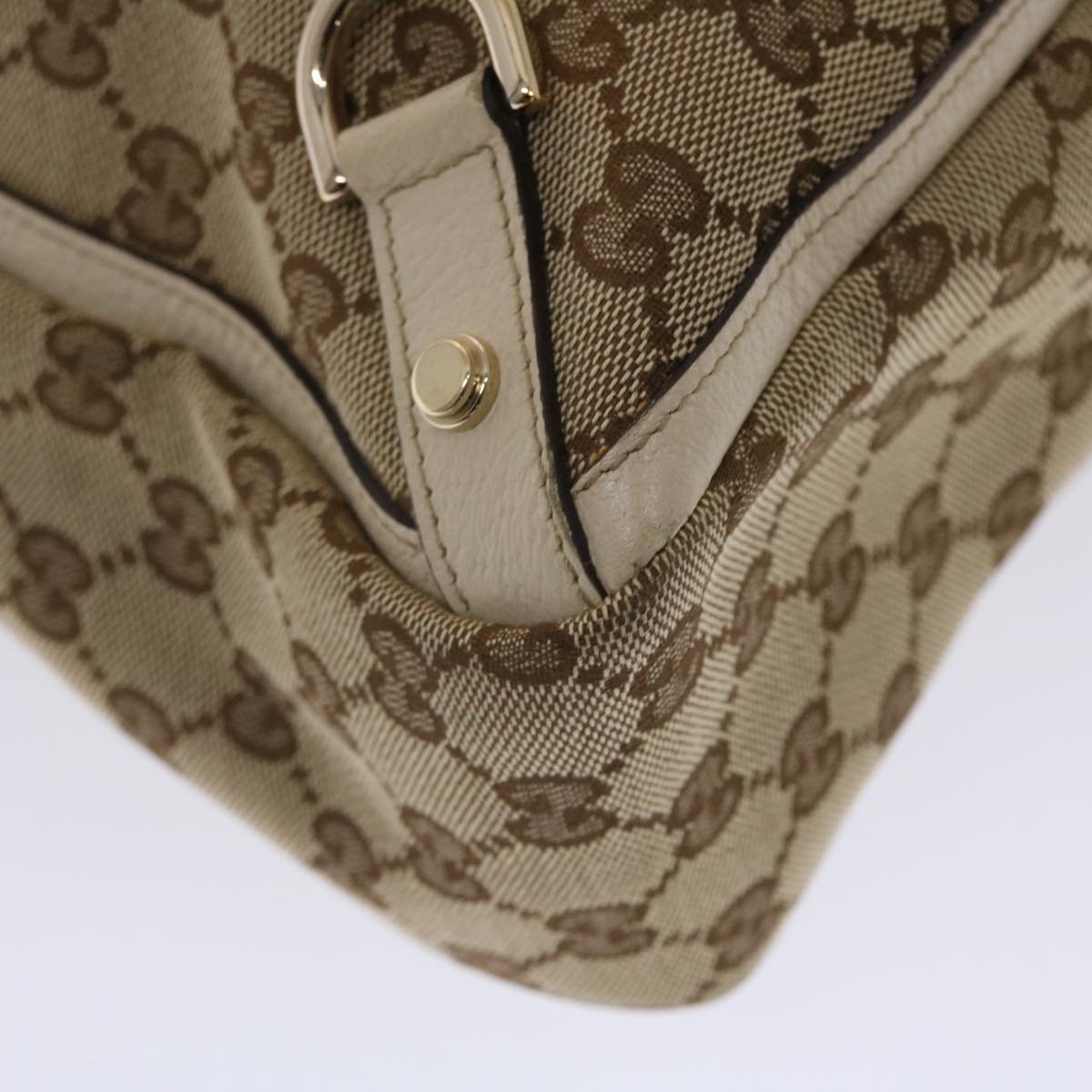 GUCCI GG Canvas Tote Bag Beige White 49049