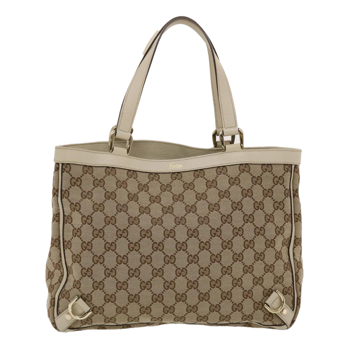 GUCCI GG Canvas Tote Bag Beige White 49049