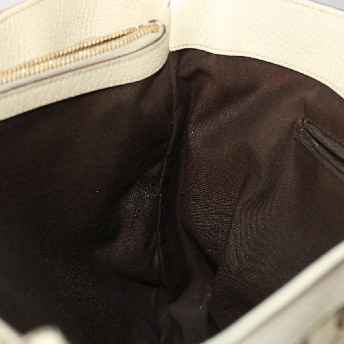 GUCCI GG Canvas Tote Bag Beige White 49049