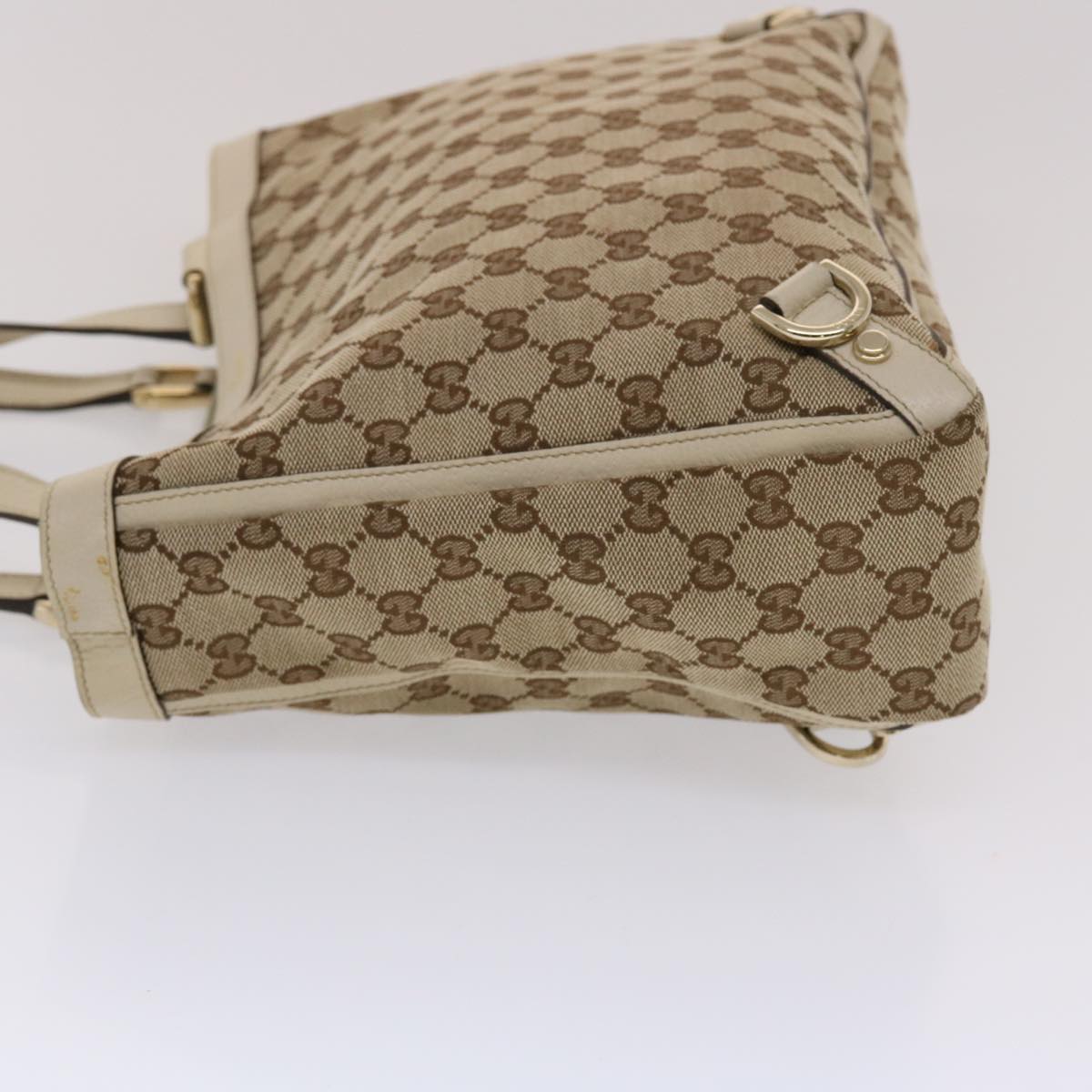GUCCI GG Canvas Tote Bag Beige White 49049