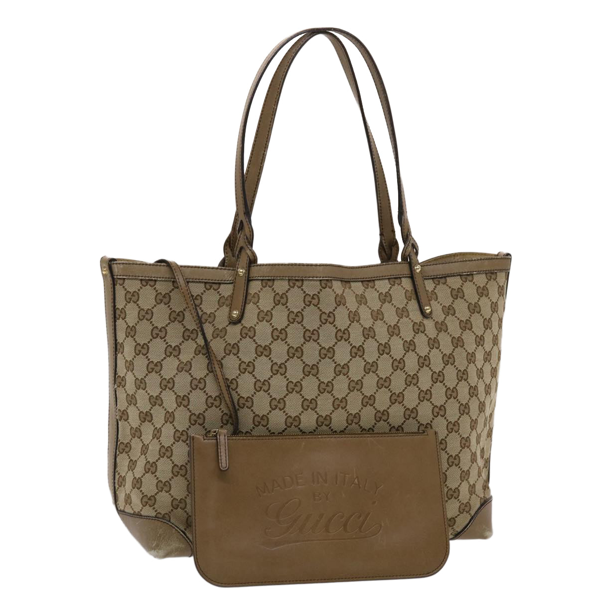 GUCCI GG Canvas Tote Bag Beige Brown 49050