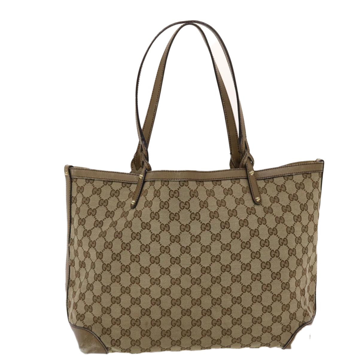 GUCCI GG Canvas Tote Bag Beige Brown 49050