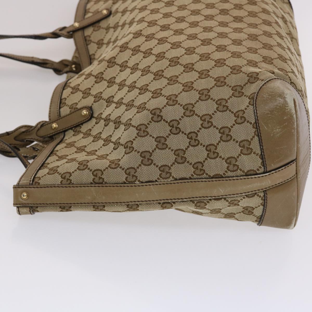 GUCCI GG Canvas Tote Bag Beige Brown 49050