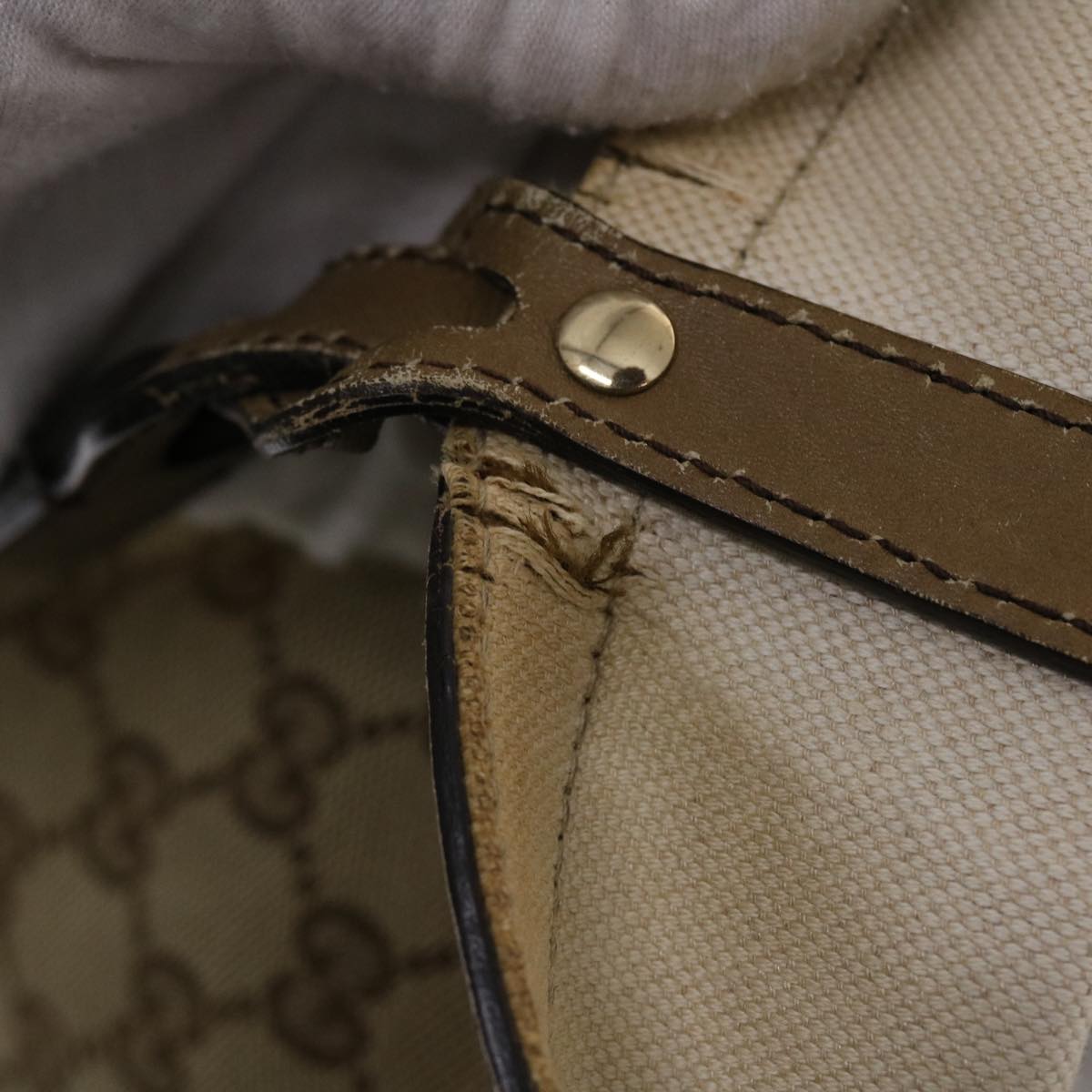 GUCCI GG Canvas Tote Bag Beige Brown 49050