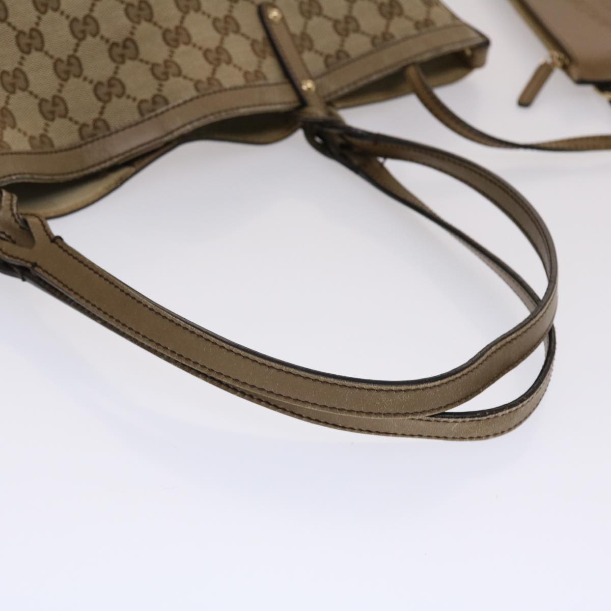 GUCCI GG Canvas Tote Bag Beige Brown 49050
