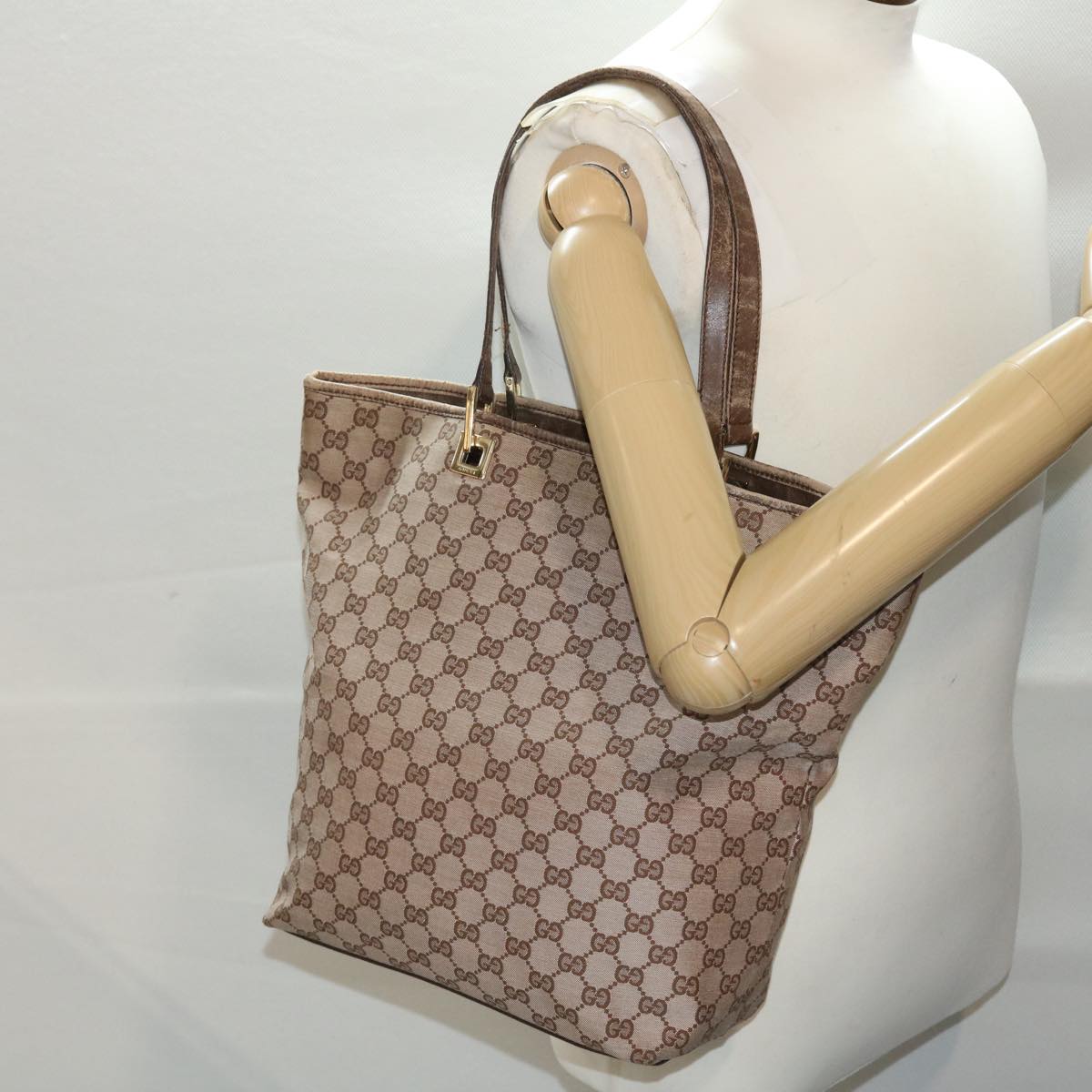 GUCCI GG Canvas Tote Bag Brown 49057