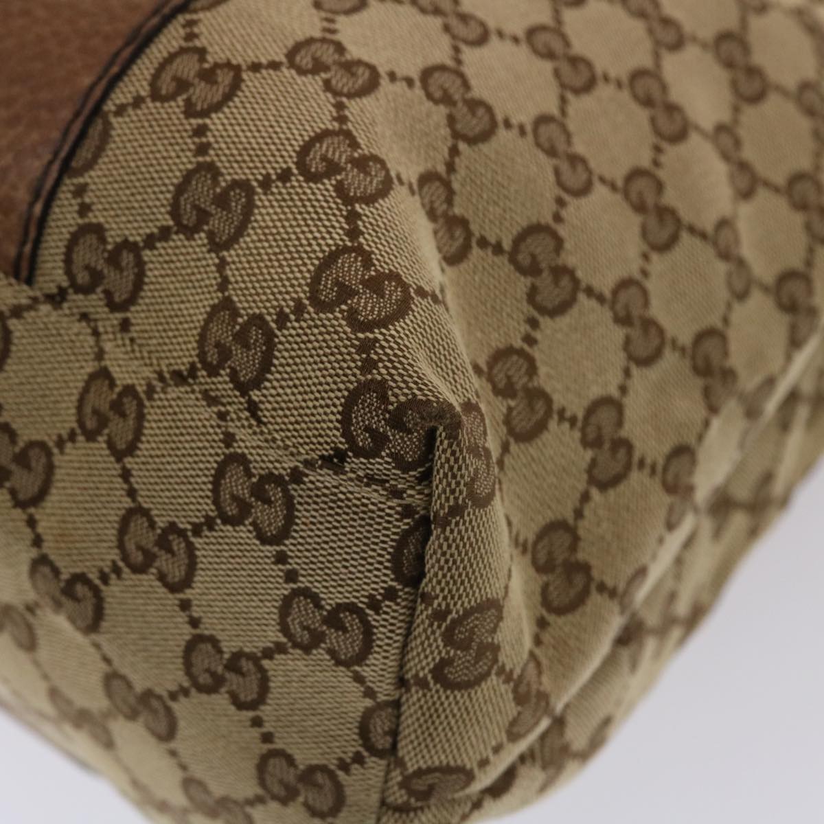 GUCCI GG Canvas Bamboo Tote Bag Beige Brown 49058