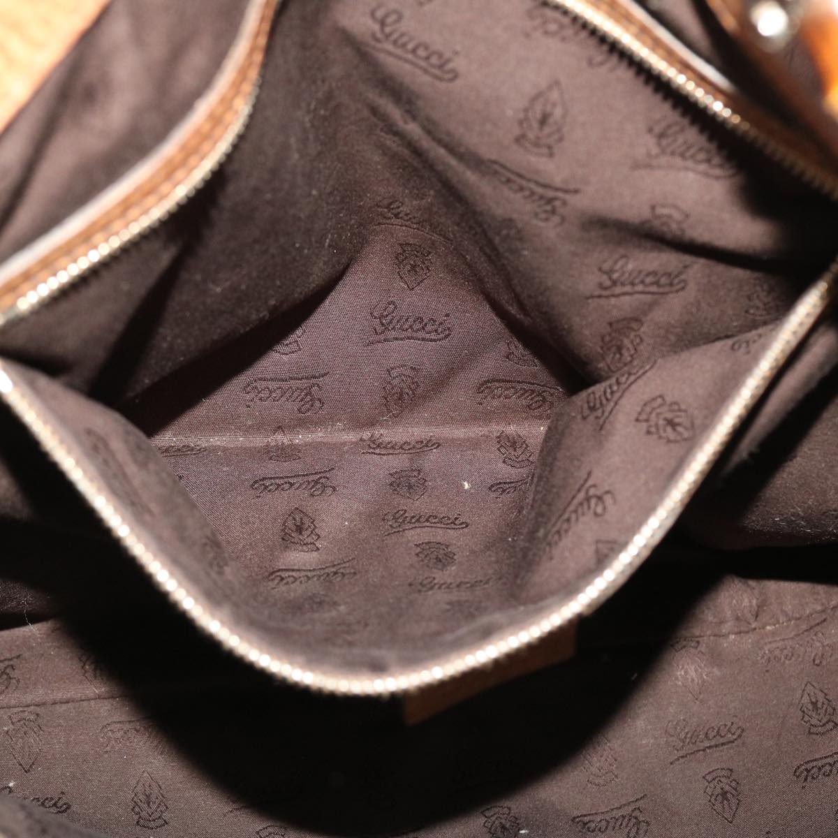 GUCCI GG Canvas Bamboo Tote Bag Beige Brown 49058