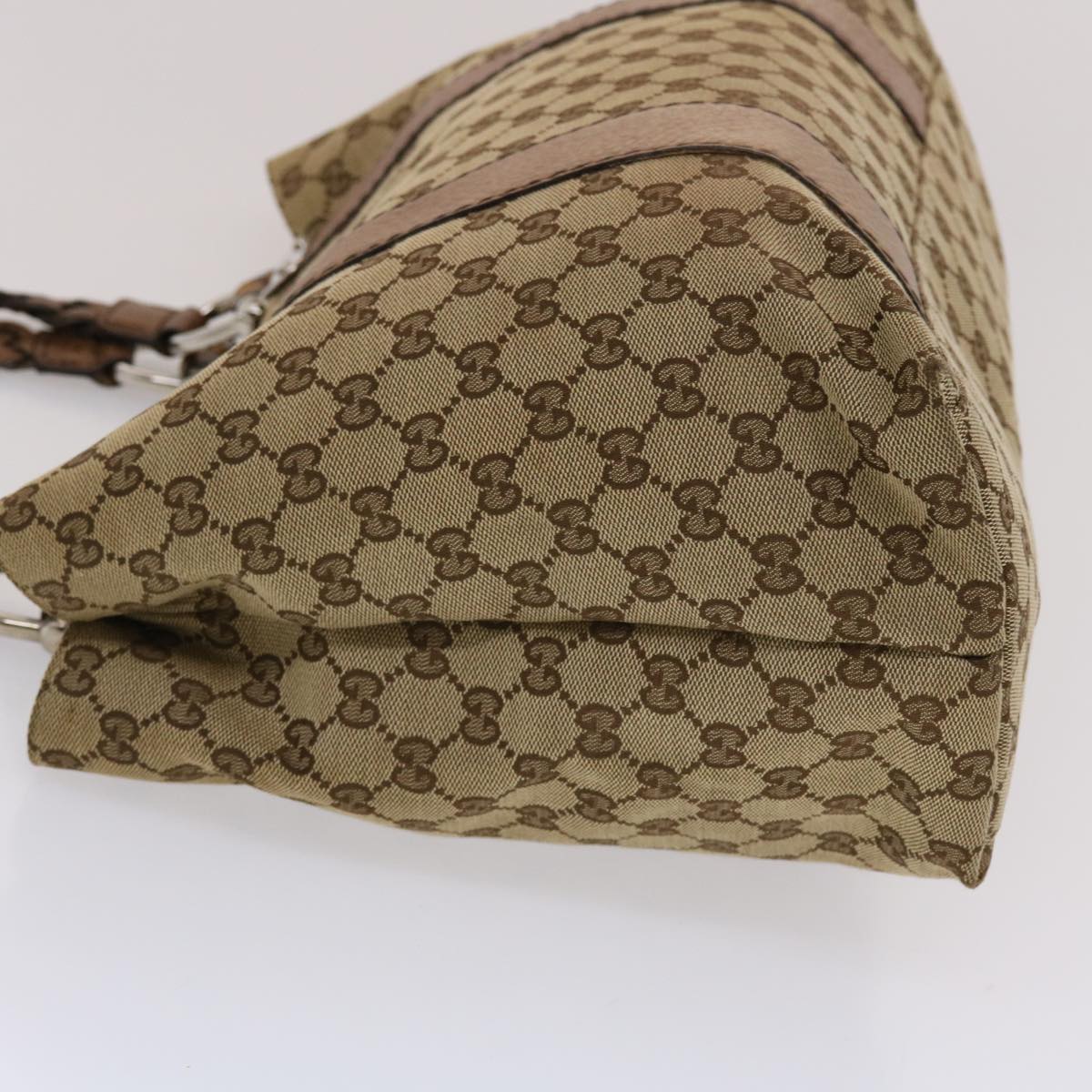 GUCCI GG Canvas Bamboo Tote Bag Beige Brown 49058