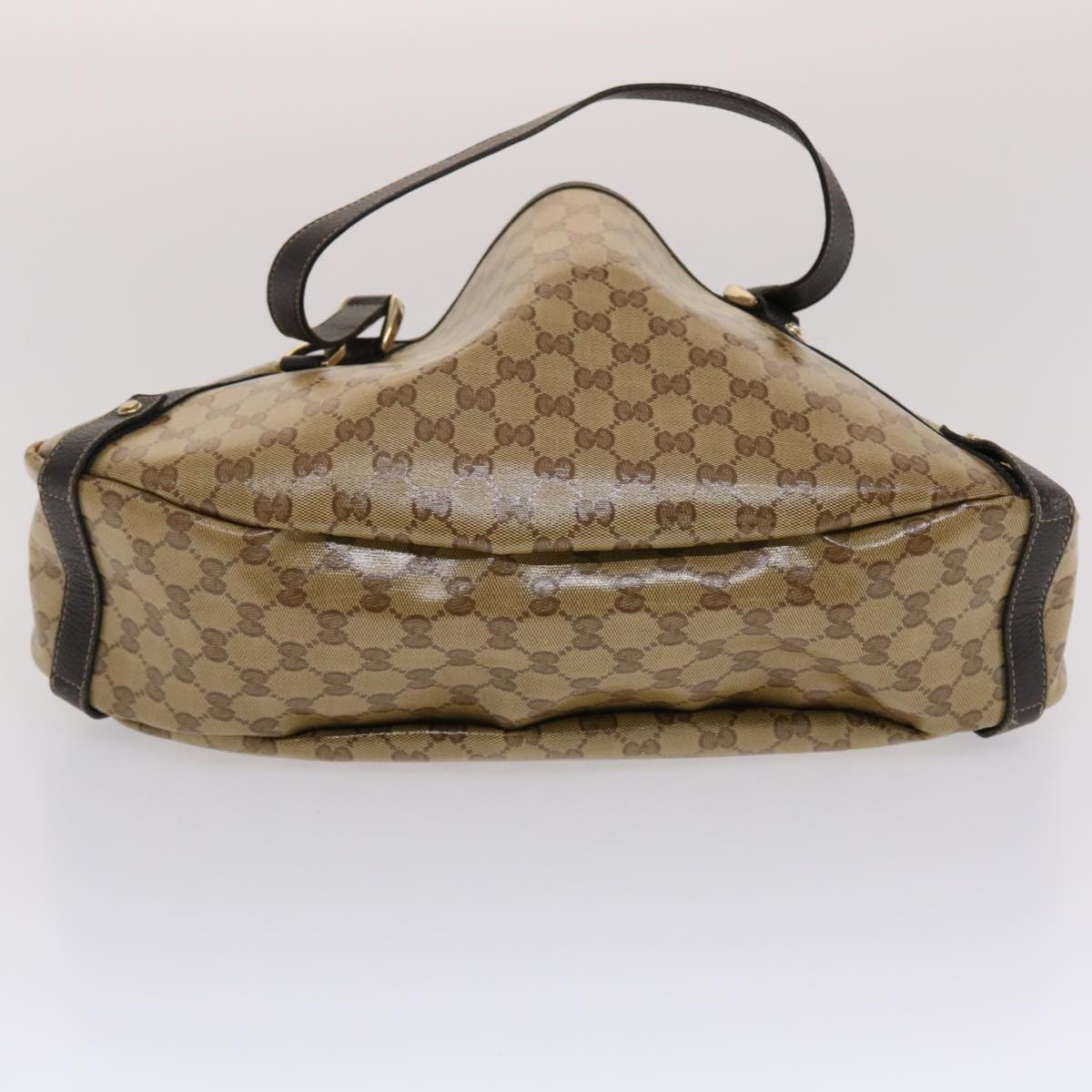 GUCCI GG Canvas Hand Bag Coated Canvas Beige Dark Brown 49071