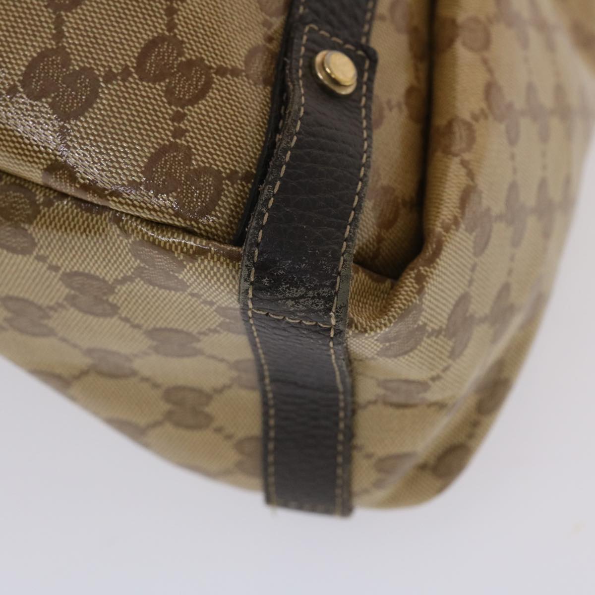 GUCCI GG Canvas Hand Bag Coated Canvas Beige Dark Brown 49071