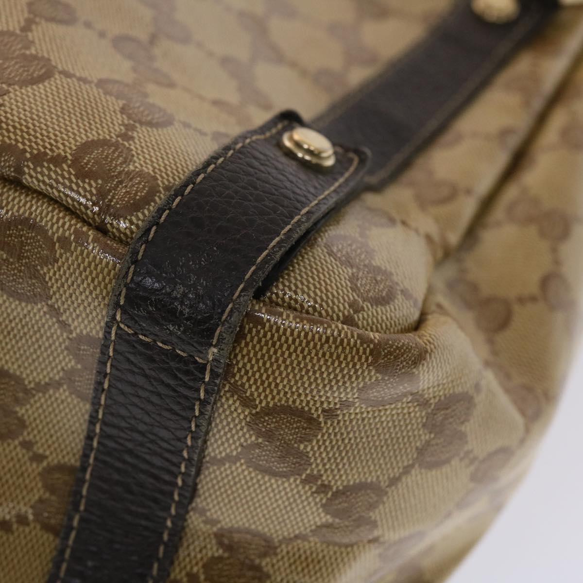 GUCCI GG Canvas Hand Bag Coated Canvas Beige Dark Brown 49071