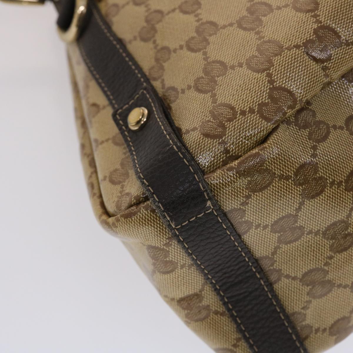 GUCCI GG Canvas Hand Bag Coated Canvas Beige Dark Brown 49071