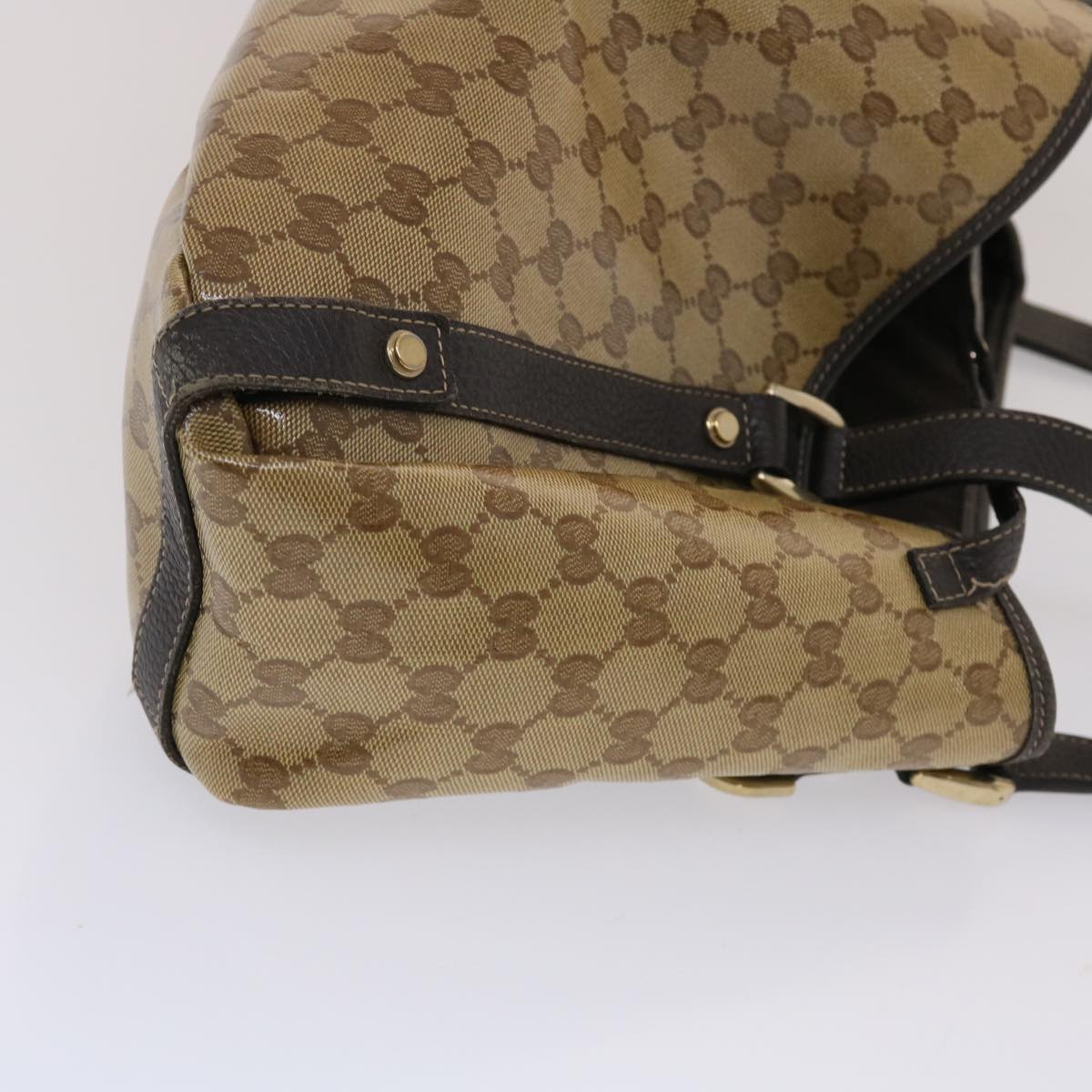 GUCCI GG Canvas Hand Bag Coated Canvas Beige Dark Brown 49071