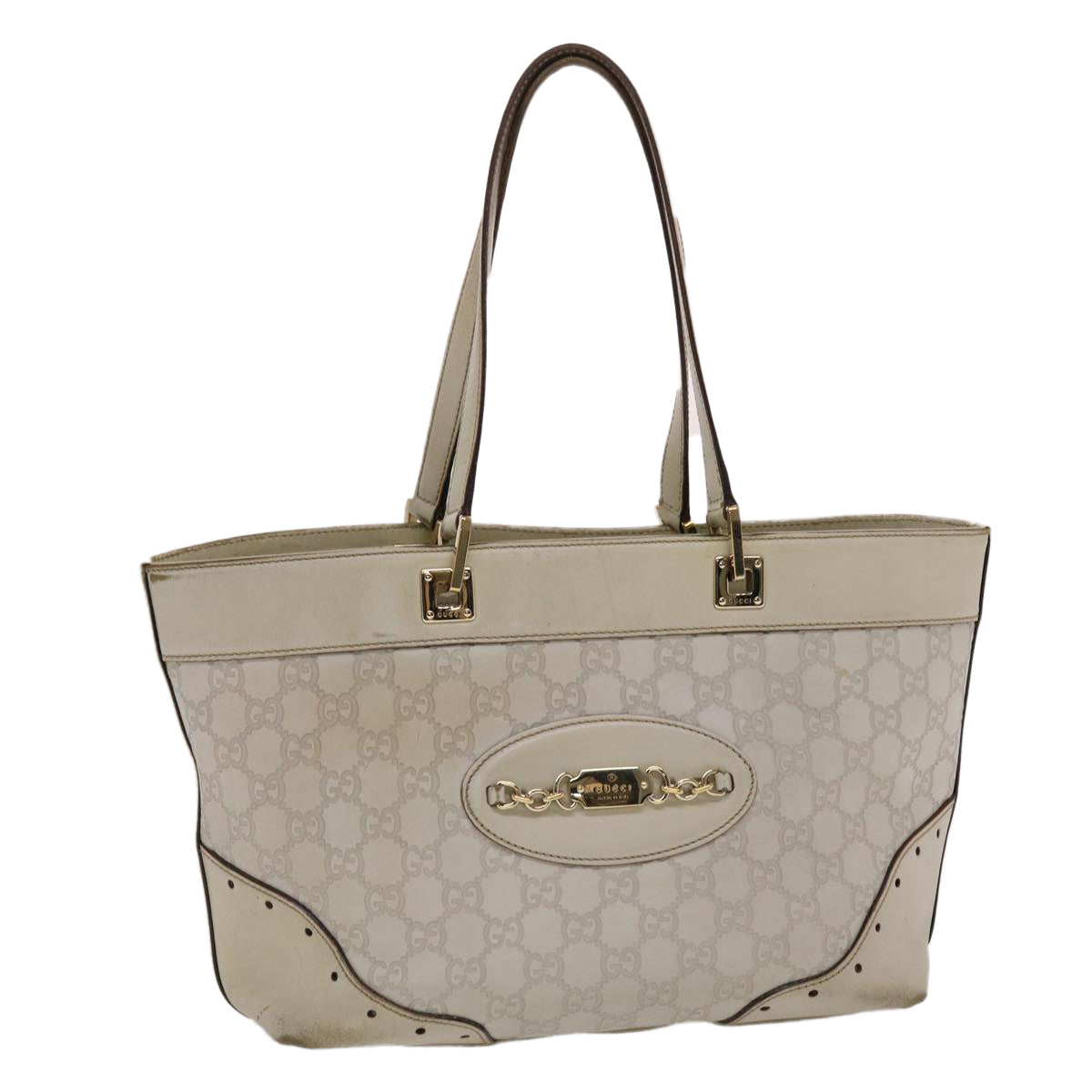 GUCCI Gucci Shima Tote Bag Leather White 49072
