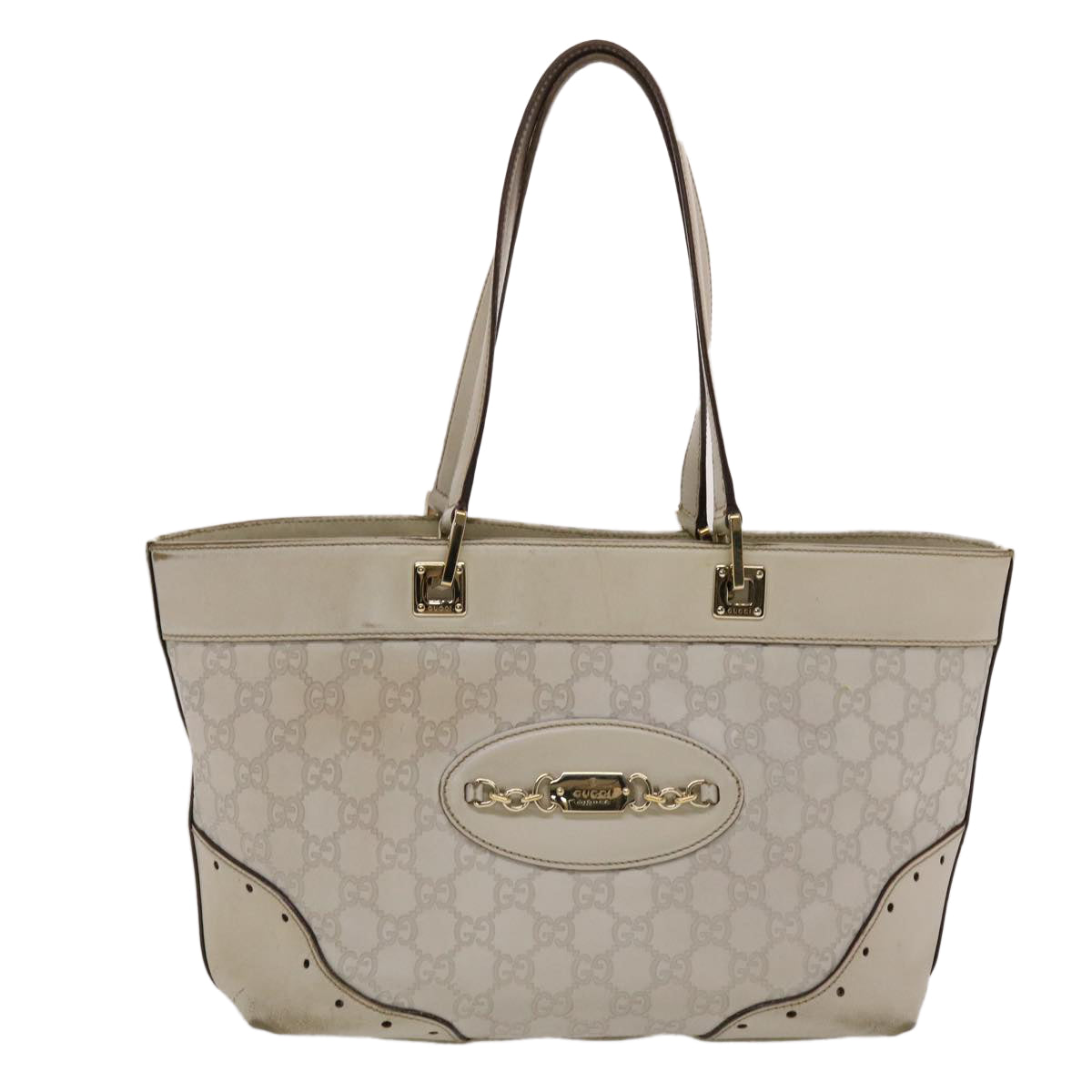 GUCCI Gucci Shima Tote Bag Leather White 49072