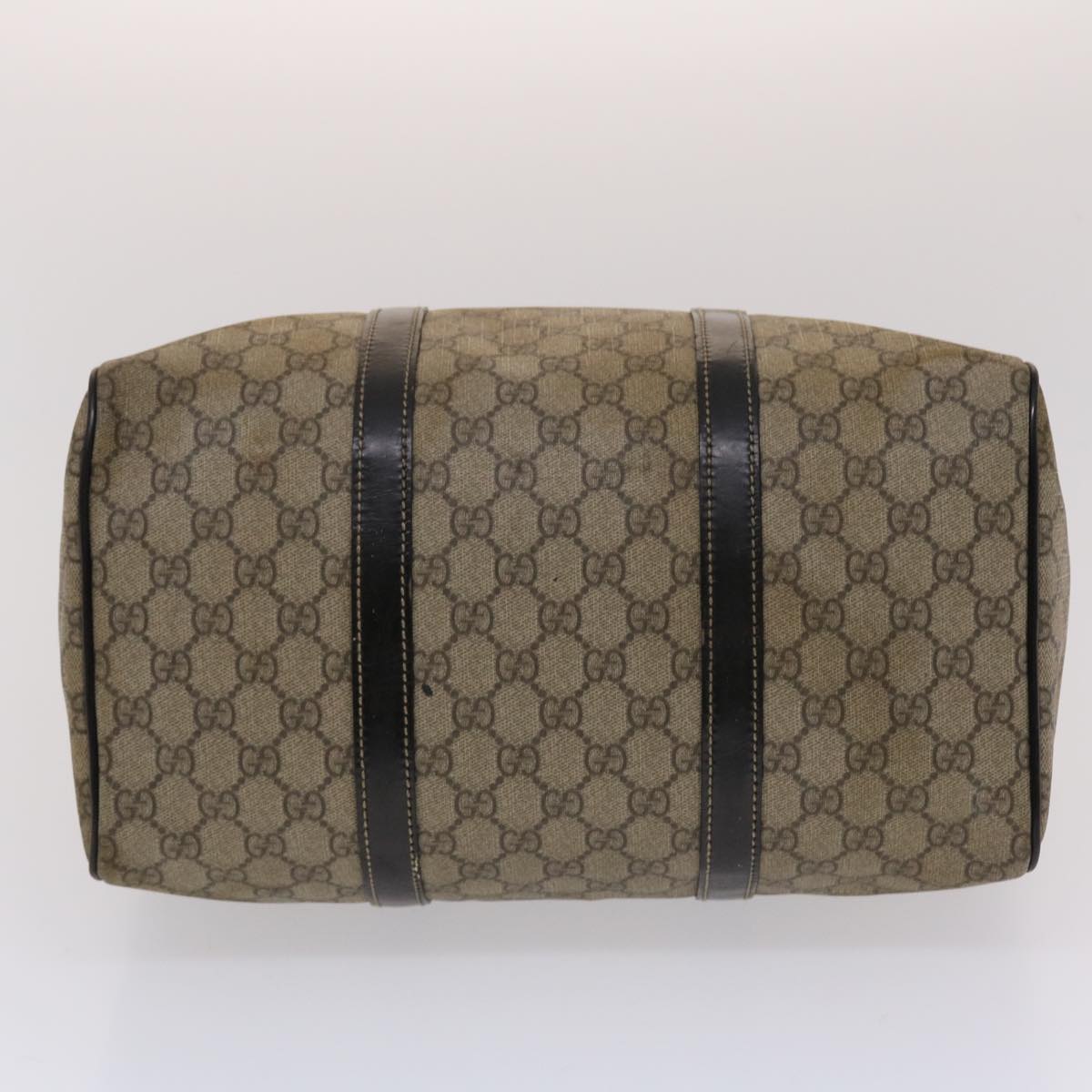 GUCCI GG Canvas Hand Bag PVC Leather Beige Dark Brown 49078
