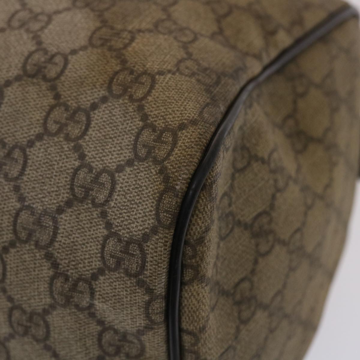 GUCCI GG Canvas Hand Bag PVC Leather Beige Dark Brown 49078