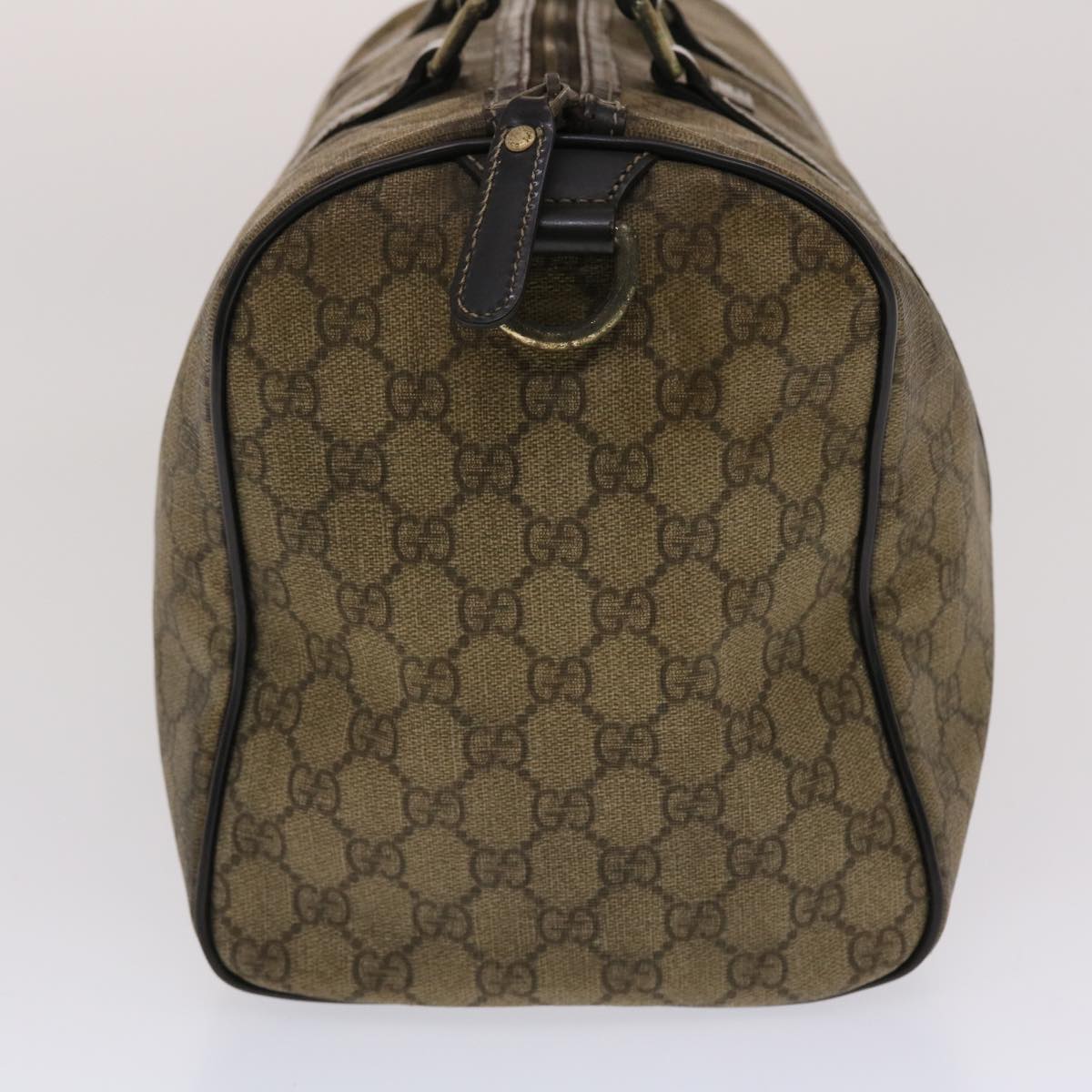 GUCCI GG Canvas Hand Bag PVC Leather Beige Dark Brown 49078