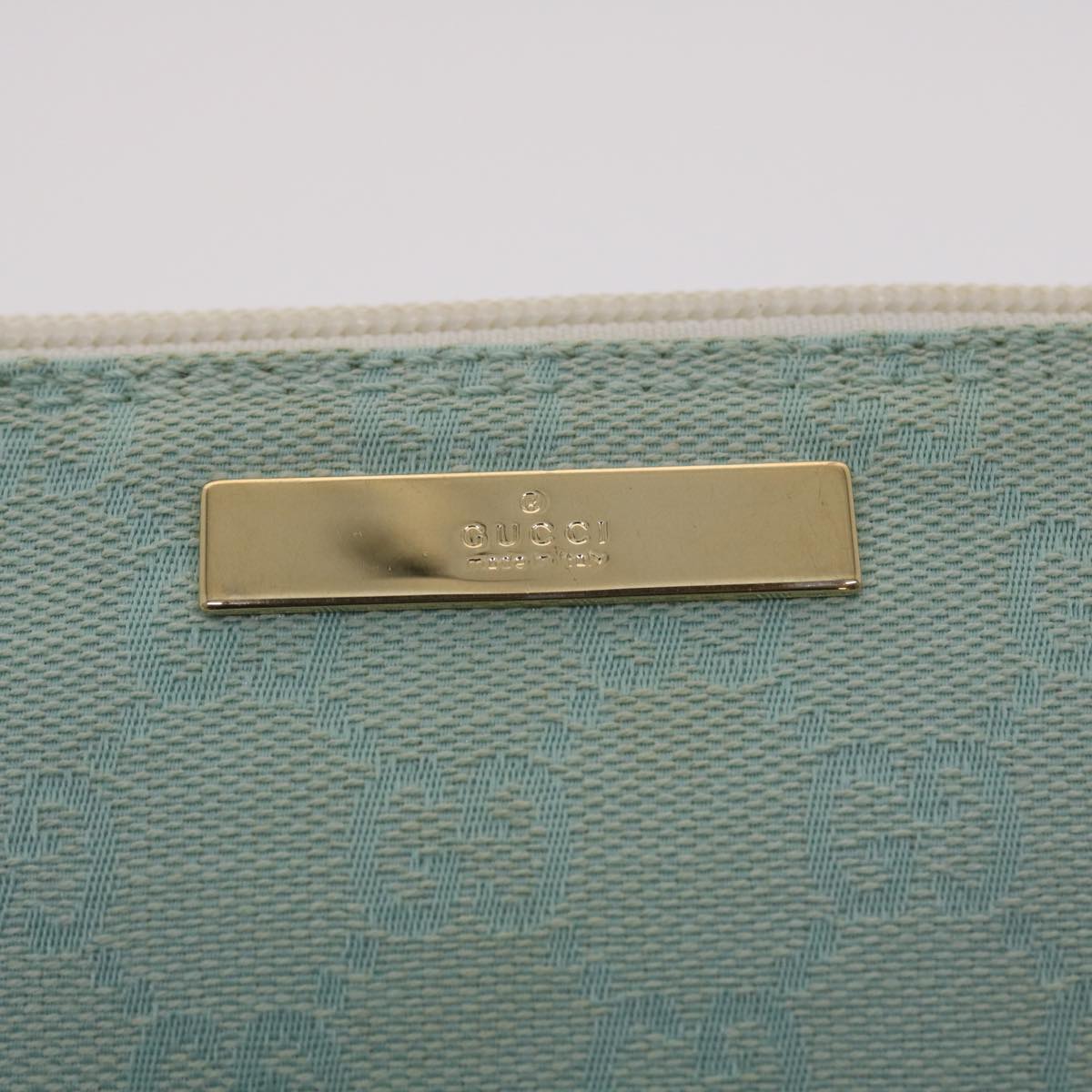 GUCCI GG Canvas Accessory Pouch Light Blue White 49080