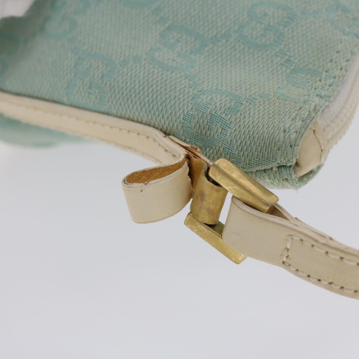 GUCCI GG Canvas Accessory Pouch Light Blue White 49080